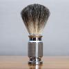 Magyfosia Classic Shaving Brush with Hand-Crafted Honey Natural Badger Hair Textured Solid Aluminium No-slip Handle Holder Beard Cream Barber Shop Professional Facial Clean Grooming Accessories view 4