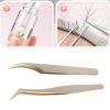 Eyelash Extension Tweezers Set, Firmly Clamp Curved Tip, Stainless Steel False Eyelashes Applicator Tool Fine Tip Design Prevent Slipping Easy Pinch Ergonomic Handles view 2