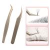 Eyelash Extension Tweezers Set, Firmly Clamp Curved Tip, Stainless Steel False Eyelashes Applicator Tool Fine Tip Design Prevent Slipping Easy Pinch Ergonomic Handles view 3