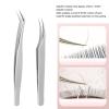 Eyelash Extension Tweezers Set, Firmly Clamp Curved Tip, Stainless Steel False Eyelashes Applicator Tool Fine Tip Design Prevent Slipping Easy Pinch Ergonomic Handles view 4