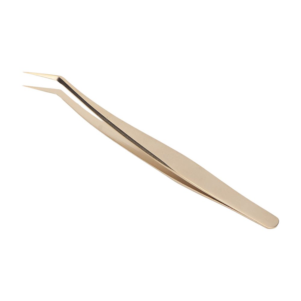 HighStainless Steel Eyelash Extension Tweezers for Volume Lashes with Comfortable Grip, Widely Used for Professional Beauty Eyelash Extension (Long Oblique Tweezer)