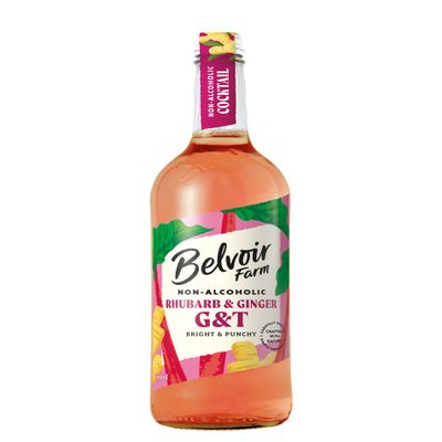 Belvoir Farm Non-Alcoholic Rhubarb & Ginger G&T - Real Rhubarb Juices & Natural Ginger Extract, No Artificial Sweeteners, Preservatives or Flavourings, Vegan 6 x 750 ml