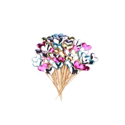 Leadigol 50PCS Colorful Heart Cake Toppers, Cake Topper, Heart DIY Mini Birthday Cake Snack Decorations Picks, Birthday Party Cake Decor Supplies, Cupcake Toppers