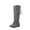 WOkismD Winter High-Top Over-The-Knee Boots Flat-Soled Warm And Thickened Women's Boots,Gray,42 view 1