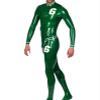 100% Gummi Latex Green &WhiteCatsuit Party Anzug Suit Tight 0.4mm Zipper S-XXL,Green and White,L view 2