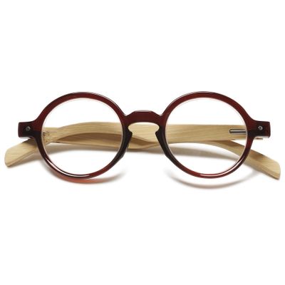Lanomi Retro Round Reading Glasses Women Men Spring Hinges Lightweight Clear Vision Eyeglasses Brown 3.5