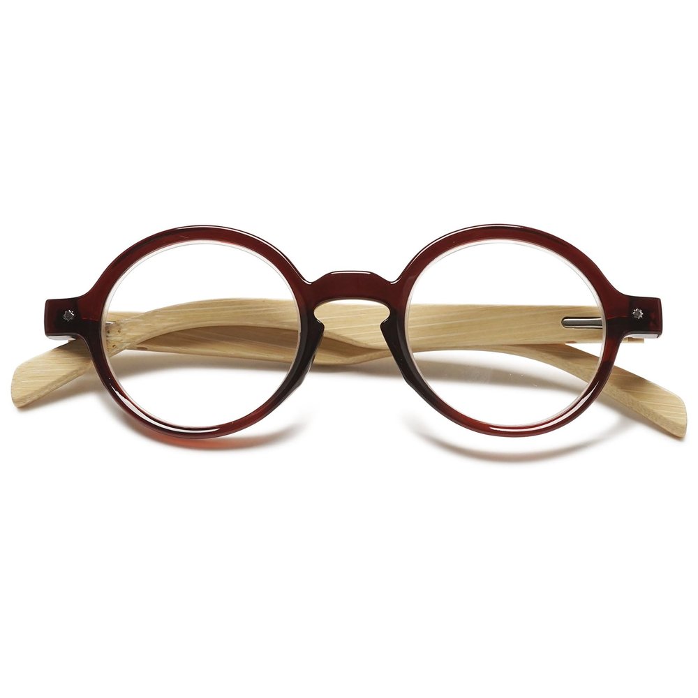 Lanomi Retro Round Reading Glasses Women Men Spring Hinges Lightweight Clear Vision Eyeglasses Brown 3.5