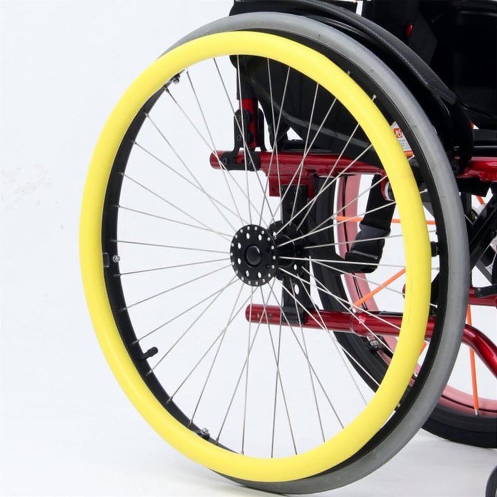 22IN/24IN Wheelchair Push Rim Covers, Wheelchair Push Rings Protective Covers, 1Pair Silicone Wheelchair Push Rim Strip, Wheelchair Rear Wheel Push Ring Protective Ring,Orange ( Color : Yellow , Size