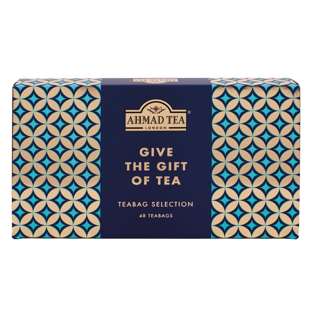 Ahmad Tea Gifts | Give The Gift Of Tea Selection Pack | Black Teas, Green Teas | Perfect tea gift | 48 Sachets | 8 Flavours