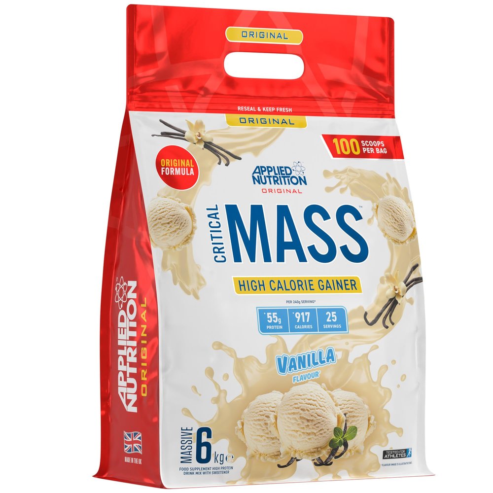 Applied Nutrition Original Critical Mass - Weight Gainer with MCT Powder, High Calorie Protein Powder Mass Gainer (6kg - 25 Servings) (Vanilla)