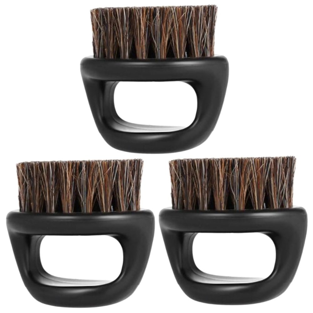 FRCOLOR 3pcs Men's Handle Beard Brush Double Sided Shaving Brush Boar Bristles Portable and Gentle