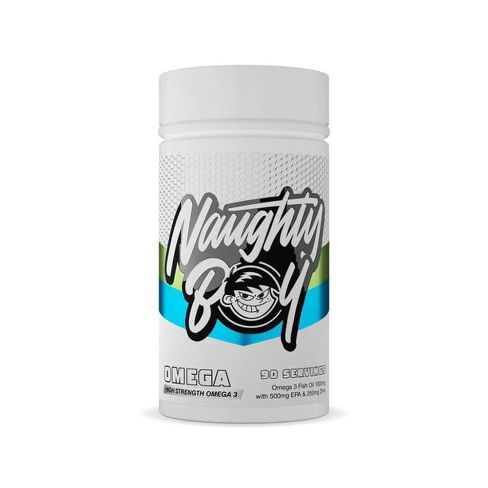 NaughtyBoy Omega 3 - High Strength Fish Oil, 500mg EPA & 250mg DHA per Softgel, Heart, Brain & Joint Support, Essential for Good Health, 90 Serving