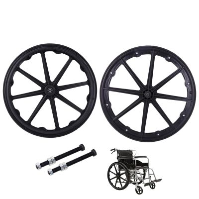 24inch Replacement Rear Wheels for Wheelchair (Set of 2), 24 x 1 3/8 Non-Pneumatic Solid Tires, Back Wheel Assembly with 12mm Metal Bearings