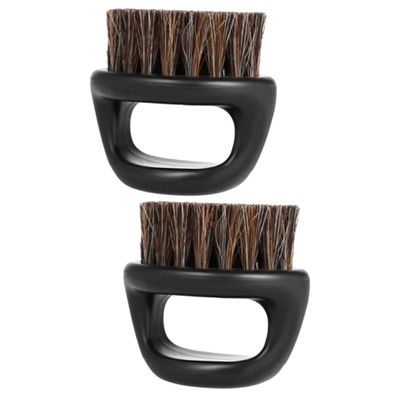 minkissy 2pcs Handle Beard Brush Portable Boar Bristles Men's Shaving Beard Brush for Daily Use