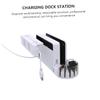 OSKOE 1 Set cooling fan desktop charging station gamepad cooling fan table chargers charging dock Portable Charger desk top fan Gamepad Dual-charging Base white abs the view 2