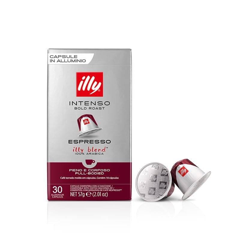 illy Intense Flavor Coffee 30 Nespresso Compatible Capsules, 3 Boxes