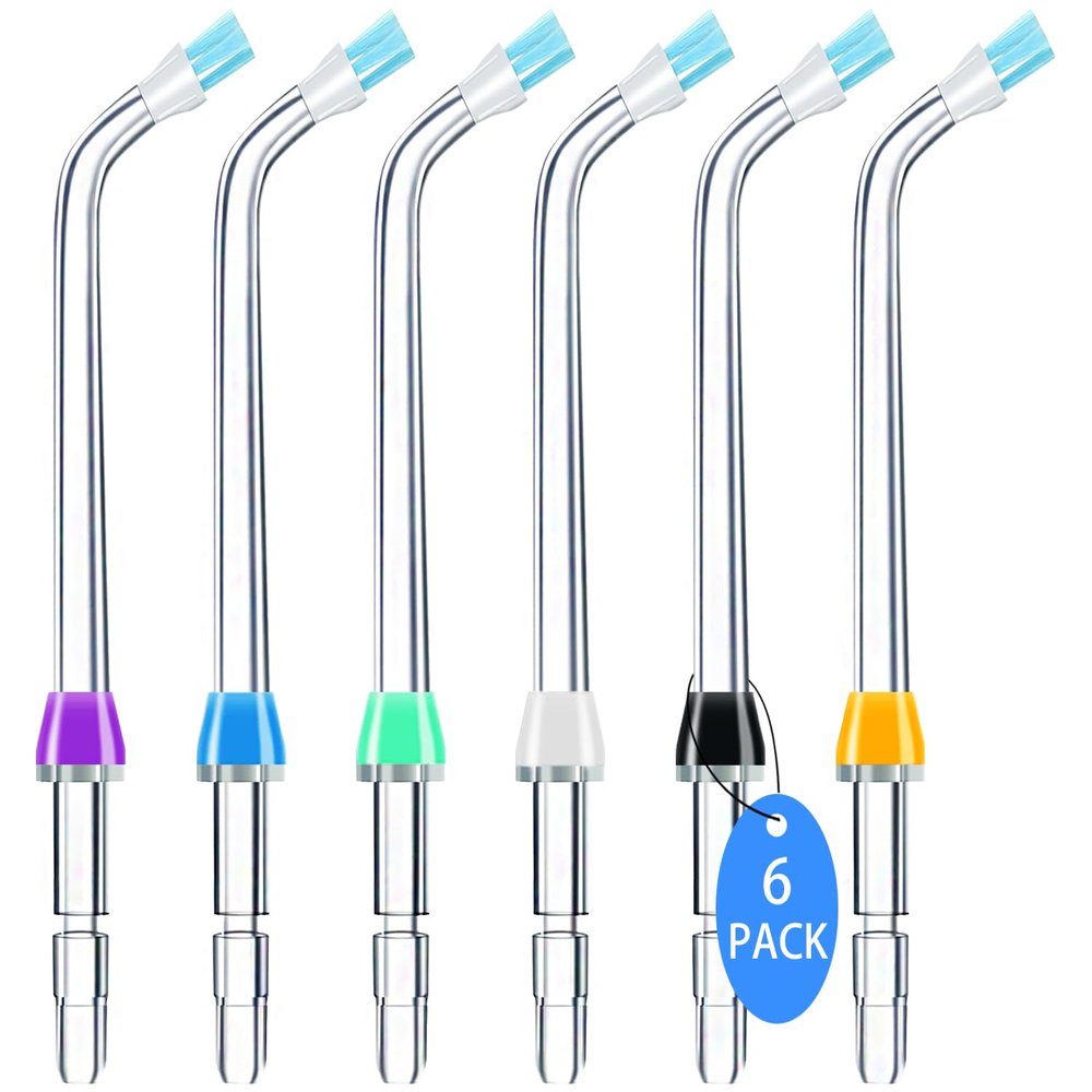 Hwxtoxy Replacement Tips for Waterpik Water Flosser, Plaque Seeker Replacement Tips Compatible with Waterpik Water Flossers, Plaque Remove Brisles Tips(6-Pack)
