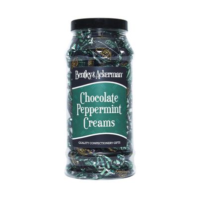 Chocolate Peppermint Creams - Original Chocolate Peppermint Creams Sweets in a Gift Jar By Bentley & Ackerman's Sweet Shop.