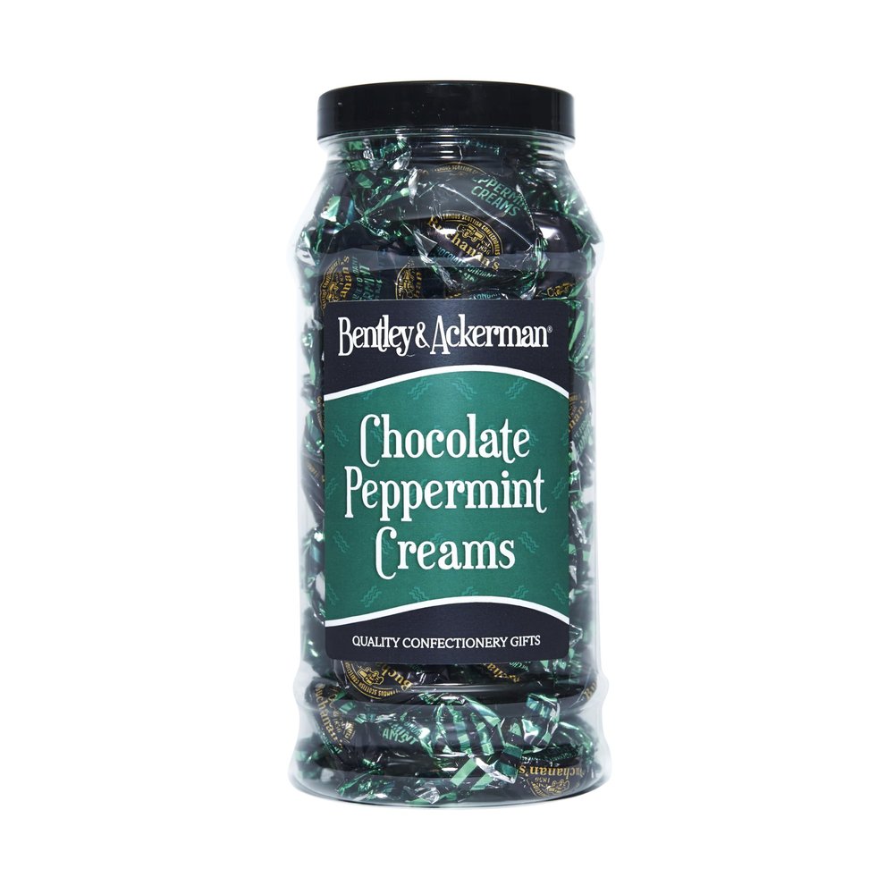 Chocolate Peppermint Creams - Original Chocolate Peppermint Creams Sweets in a Gift Jar By Bentley & Ackerman's Sweet Shop.