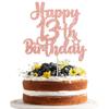 Gyufise 1Pc Happy 13th Birthday Cake Topper Glitter 13 & Fabulous Official Teenager 13 Birthday Cake Pick for Celebrating 13th Birthday Anniversary Party Cake Decorations Supplies Rose Gold view 1