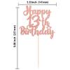 Gyufise 1Pc Happy 13th Birthday Cake Topper Glitter 13 & Fabulous Official Teenager 13 Birthday Cake Pick for Celebrating 13th Birthday Anniversary Party Cake Decorations Supplies Rose Gold view 2