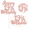 Gyufise 1Pc Happy 13th Birthday Cake Topper Glitter 13 & Fabulous Official Teenager 13 Birthday Cake Pick for Celebrating 13th Birthday Anniversary Party Cake Decorations Supplies Rose Gold view 3