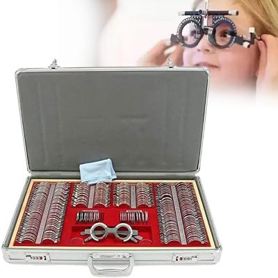 266 pcs Optical Trial Lens Set Optometry Kit Metal Rim Aluminum Case Trial Frame Suitable for Vision screening