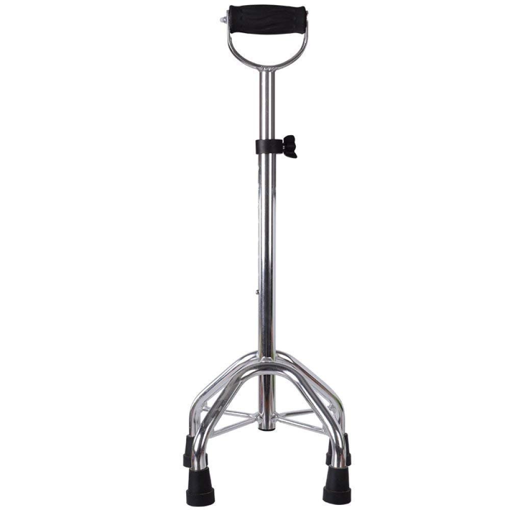 Folding Rollator Walker,Walking Stick, Walking Stick Elderly Crutch Aluminum Alloy Four Feet Non Slip Cane Old Man Telescopic Height Adjustable Walker,Red,Silver