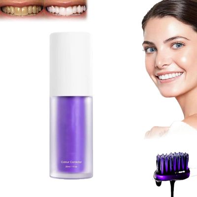 Besmille Toothpaste, Purple Toothpaste for Teeth Whitening, Purple Color Correcting Toothpaste for Bad Breath Fresh Breath, and Remove Yellow Stain (1Pcs)