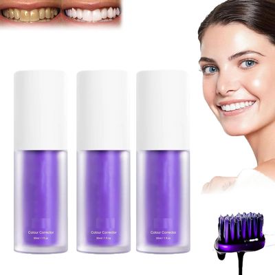 Besmille Toothpaste, Purple Toothpaste for Teeth Whitening, Purple Color Correcting Toothpaste for Bad Breath Fresh Breath, and Remove Yellow Stain (3Pcs)