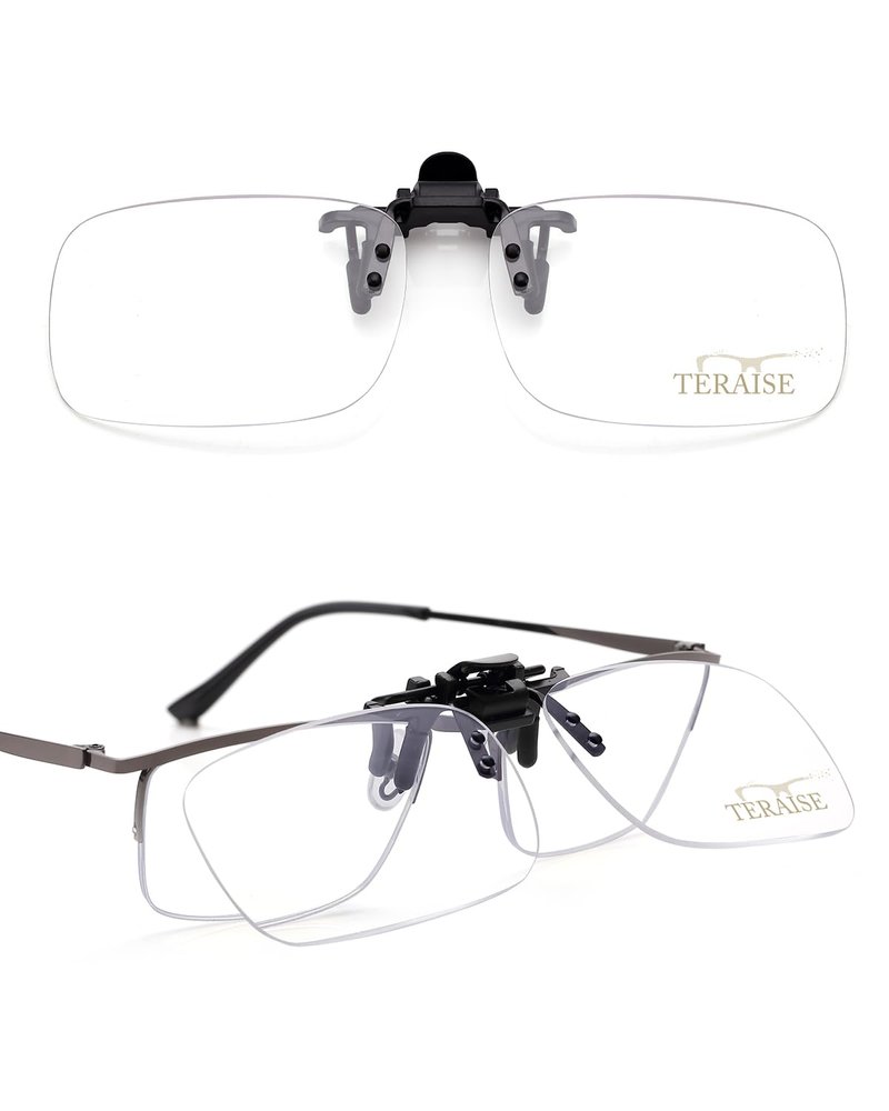 TERAISE Clip-on Reading Glasses, Flip Up Blue Light Glasses, Ultralight Magnifiers for Eyeglasses, Clip on Reader for Men and Women (2.5X)