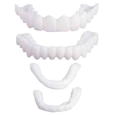 Flipped Warmth 2 Pairs Instant Veneers Fake Teeth, Veneers Teeth Top And Bottom Dentures Silicone Tooth Dental Prostheses Temporary Dentures Teeth Braces Covering for Men And Women