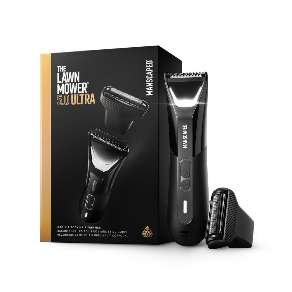MANSCAPED The Lawn Mower 5.0 Ultra Groin & Body Hair Trimmer  Dual-Head SkinSafe Trimmer & Foil Blades, Waterproof Wet/Dry Groomer, USB-C Rechargeable with Travel Case, Mens Ball Shaver, Black