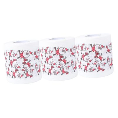 Mobestech 3rolls Christmas Toilet Paper Santa Claus Unbleached Soft Strong for Parties Decor