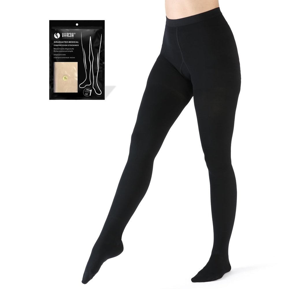 VARCOH Compression Socks for Women, Compression Tights, Compression Leggings for Women, Medical Compression Stockings Best for DVT, Pregnancy, Varicose Veins, Relief Shin Splints, Edema (Black,M)