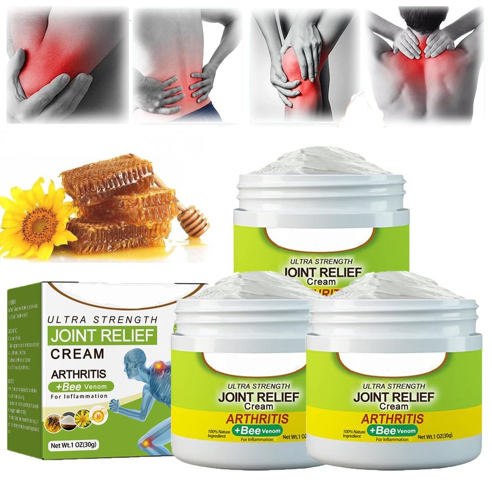 Bee Venom Joint and Bone Therapy Cream, 3 Pieces Pain Relief Cream, Natural Joint and Bone Cream, Bee Venom Professional Treatment Gel for Relieve Pain, Joint Massage Cream(30gx3)