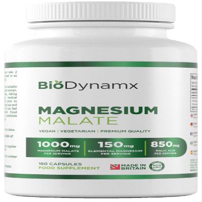 BioDynamx MagnesiumMalate | 150mg Elemental Mg | 180 Vegan Capsules (90Servings) Sleep, Energy & Heart Support, NonGMO, Made in UK