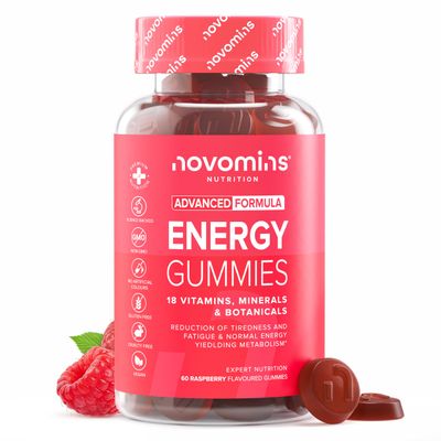 Energy Gummies - High Strength Alternative to Running Gels, Energy Tablets, & Energy Gels for Running - Caffeine Free Supplements - for Running, Cycling, Studying - Novomins