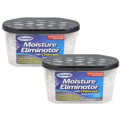 Homebright Moisture Eliminator with Charcoal, 7oz (Pack of 2) - Traps Excess Moisture, Prevents Water Damage