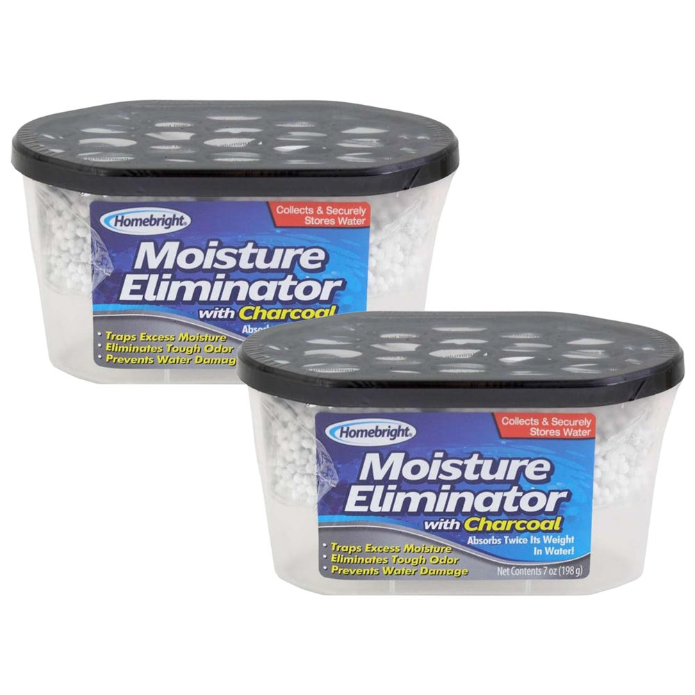 Homebright Moisture Eliminator with Charcoal, 7oz (Pack of 2) - Traps Excess Moisture, Prevents Water Damage