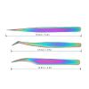 Lash Tweezers Set, 3PCS Eyelash Tweezers Stainless Steel Lash Tweezers Kit False Eyelash Grafting Clip Tools with Box Volume Grafting Eyelash Extension Tweezer for Beauty view 4
