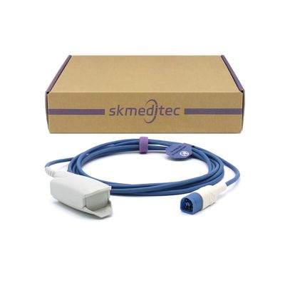 skmeditec SpO2 Sensor Compatible with PHPhilips MP20, MP30 Direct Spo2 Cable with Nellcor Oxismart SpO2 Technology, 9.8FT Large Clip Probe with 8 Pins Connector, Replacement Cord For M1196A