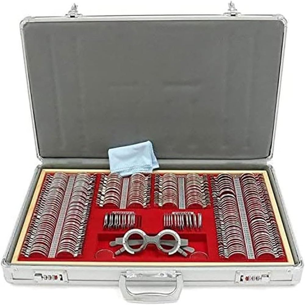 Danive 266 Piece Optometry Trial Kit Box, Eye Frame Optical Trial Kit Text Optician For Vision Test, Metal Frame Aluminum Box