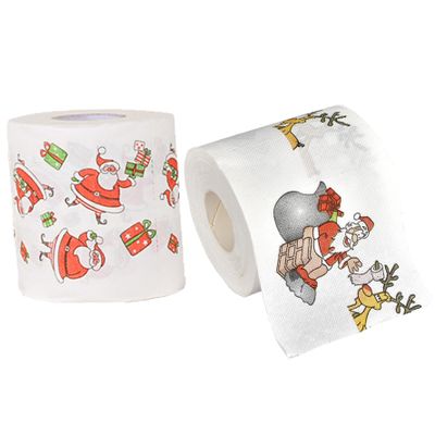 Christmas Toilet Paper 2 Rolls Santa Claus Printed Christmas Toilet Roll Funny Merry Xmas Toilet Paper Bulk for Bathroom Decor Stocking Stuffers Christmas Party Favors