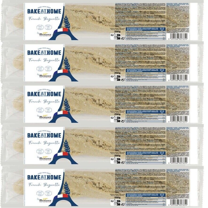 Menissez Sourdough Baguette Crispy Crust Sandwich Bread Pack of 5 Bags x 250g