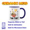 Kawaii Neko Ramen Lover Japanese Noodle Anime New Trend Fun Lustig White Coffee Mug with Blue Rim & Handle view 2