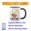 Kawaii Neko Ramen Lover Japanese Noodle Anime New Trend Fun Lustig White Coffee Mug with Black Rim & Handle view 2