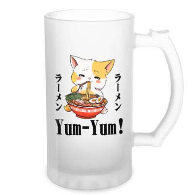 Kawaii Neko Ramen Lover Japanese Noodle Anime New Trend Fun Lustig Transparent Beer Mug Stein 500ml