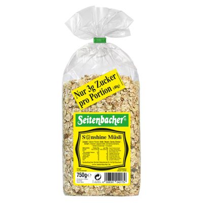 Seitenbacher Sonnen Muesli I 5 Whole Grain Grains I No Added Sugar I No Added Fat I (3 x 750 g)