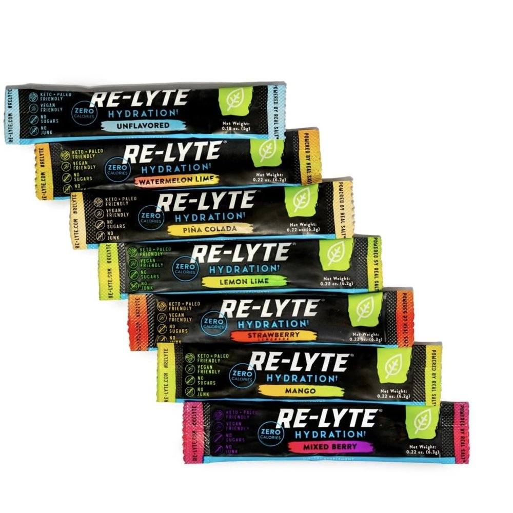 REDMOND Re-Lyte Relyte Electrolyte Hydration Drink Mix Variety Sample Pack (7 Stick Packs) (Sample Pack)